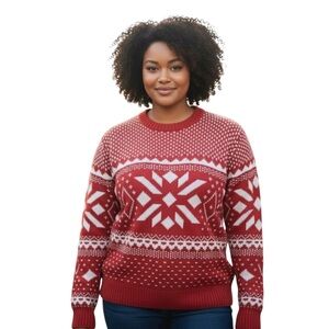 POL Fair Isle Red White Snowflake Pullover Sweater Sz  XL EUC